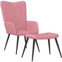 vidaXL Fauteuil relax avec pouf rose velours