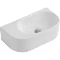 Qeramiq Pure Lave-mains - 40x22x12cm - Lisse - demi-rond - sans trou de robinet - Céramique - Blanc mat 8716LMW(NF)