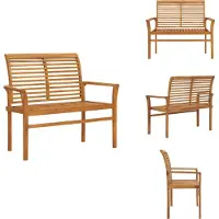 vidaXL Banc de jardin 112 cm bois massif teck - Bancs de jardin