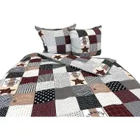Zbyszko Linge de lit, tissu piqué gaufré, sans repassage, 100 % coton, 160 x 200, 2088 Patchwork marron