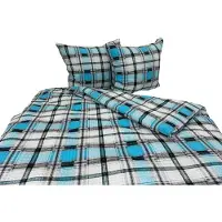 Zbyszko Linge de lit, tissu piqué gaufré, sans repassage, 100 % coton, 160 x 200, 0799-2, carreaux turquoise