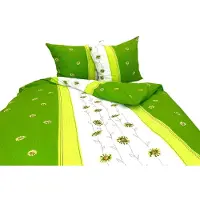 Zbyszko Linge de lit, tissu piqué gaufré, sans repassage, 100 % coton, 160 x 200, 0015-1, vert, fleurs