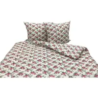 Zbyszko Linge de lit, linge de lit en piqué gaufré, sans repassage, 100 % coton, 160 x 200 cm, 0001, fleurs roses