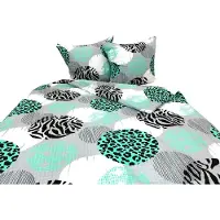 Zbyszko Linge de lit, tissu piqué gaufré, sans repassage, 100 % coton, 160 x 200, 2568-1, léopard turquoise