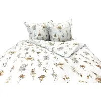 Zbyszko Linge de lit, tissu piqué gaufré, sans repassage, 100 % coton, 160 x 200 cm, 2650, beige, fleurs sauvages