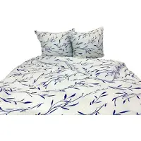 Zbyszko Linge de lit, linge de lit en piqué gaufré, sans repassage, 100 % coton, 160 x 200, 2661-1, Feuilles bleues