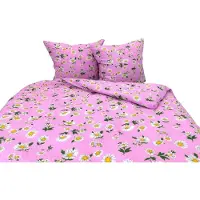Zbyszko Linge de lit, linge de lit en piqué gaufré, sans repassage, 100 % coton, 160 x 200, 0060-1, rose, fleurs