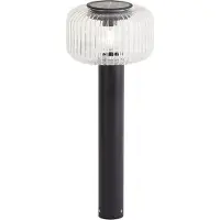QAZQA Borne d'extérieur moderne noire avec verre nervuré avec LED solaire IP65 - Ribble Mushroom