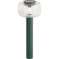 QAZQA Borne d'extérieur moderne verte avec verre nervuré avec LED solaire IP65 - Ribble Mushroom