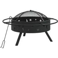 vidaXL Plateau de feu avec tisonnier 70 cm XXL Acier