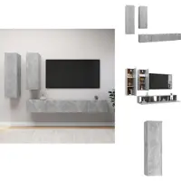 vidaXL Ensemble de meubles TV 4 pièces gris béton Matériau dérivé du bois - Meubles TV