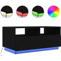 vidaXL Table basse avec lampes LED noir aspect chêne 90x49x40 cm
