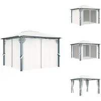 vidaXL Pavillon avec rideaux 300 x 300 cm Crème Aluminium - Pavillons & Tentes de réception