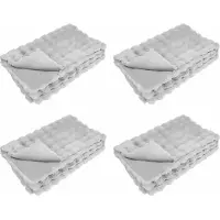 vidaXL Couverture en Fourrure de Lapin Synthétique 4 pcs Gris