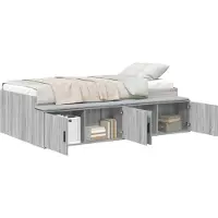 vidaXL Cadre de lit avec rangement Gris Sonoma 90 x 200 cm Bois composite