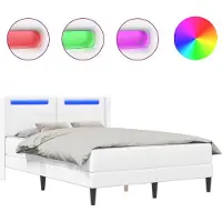 vidaXL Cadre de lit avec matelas blanc 140 x 200 cm similicuir