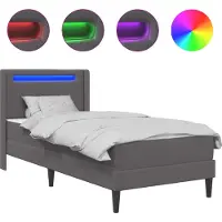 vidaXL Cadre de lit avec matelas Gris 90 x 200 cm Similicuir