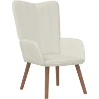 vidaXL Chaise de relaxation Blanc crème Velours