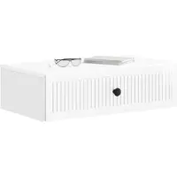 vidaXL Table d'appoint murale, blanc brillant, 59 x 34,5 x 17 cm