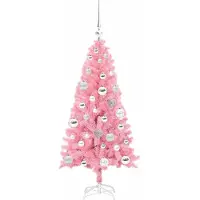 vidaXL Sapin de Noël avec 150 LED avec support Rose 120 cm PVC