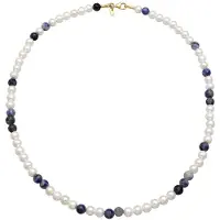 KUZZOI Chaîne bleu / or / noir / blanc perle