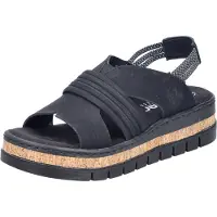 Rieker Sandales pour femmes, modèle Plateau, référence 32313932383739, couleur noire, taille 41 EU
