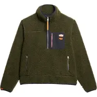 Superdry Femme Polaire Rétro Vintage à Demi Fermeture Zippée Kaki/marine Taille: 40