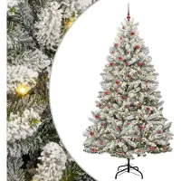 vidaXL Sapin de Noël artificiel Vert et blanc 270 cm PVC et métal