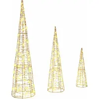 vidaXL Sapin de Noël avec 90 LED 3 pcs Blanc chaud 20 x 20 x 80 cm PET