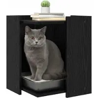 vidaXL Boîte à litière pour chats Clôture noire aspect chêne 42 x 42 x 51 cm