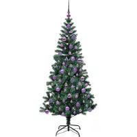 vidaXL Sapin de Noël artificiel pré-éclairé Vert 180 cm PVC et métal