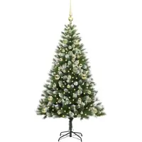 vidaXL Sapin de Noël artificiel à charnière avec neige en flocons
