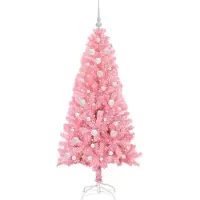 vidaXL Sapin de Noël avec 150 LED avec support Rose 150 cm PVC