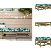 vidaXL Tabouret de jardin avec coussin 2 pcs. Bois de pin Imprégné - Eléments de canapé de jardin