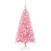 vidaXL Sapin de Noël avec 150 LED avec support Rose 120 cm PVC