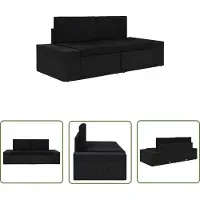 The Living Store Canapé modulable 2 places Poly rotin noir