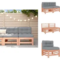 vidaXL Canapé central avec coussin 2 pcs. Bois massif Douglas - Eléments de canapés de jardin