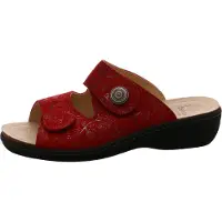Belvida : Sandales plates pour femmes, semelle intérieure, modèle pantoufle, couleur rouge, style décontracté