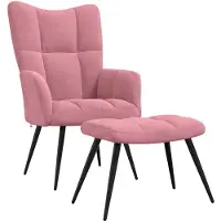 vidaXL Fauteuil relax avec pouf rose velours