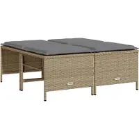 vidaXL Tabourets de jardin avec coussins lot de 4 beige résine tressée