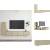 vidaXL Ensemble de 3 meubles TV Chêne Sonoma Matériau dérivé du bois - Meuble TV