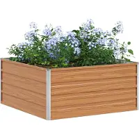 vidaXL Lit surélevé brun clair 100 x 100 x 45 cm Acier galvanisé