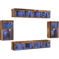 vidaXL Ensemble de meubles TV , 8 pièces, en bois de récupération et en panneaux de particules