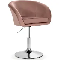 Northix Tabouret de bar pivotant en velours rose réglable, rotation à 360°, capacité de charge de 120 kg