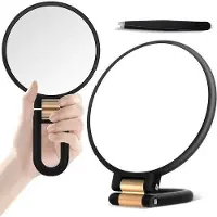 OEM Miroir de maquillage avec grossissement 30x et poignée, miroir pliable pour un maquillage précis, noir mat