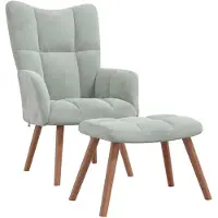 vidaXL Fauteuil relax avec pouf gris clair velours