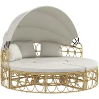 SUCCESS COURIER Ensemble de mobilier de jardin Muschel 2 places avec capote rabattable et table basse, couleur crème