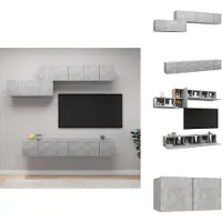vidaXL Ensemble d'armoires TV 7 pièces gris béton Matériau dérivé du bois - Meubles TV