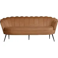 Ebuy24 Nice canapé 3 personnes en velours, teinte cognac.