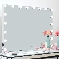 OEM Table de maquillage à LED avec 18 lampes à intensité variable, 3 températures de couleur, port USB, 80 x 60 cm